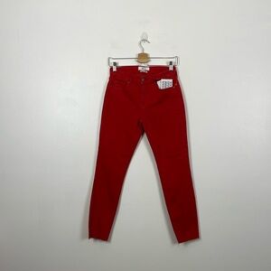 Pistola Jennifer Scissor Cut Hem Skinny Jeans Womens 26 Red 5 Pocket NWT Pants